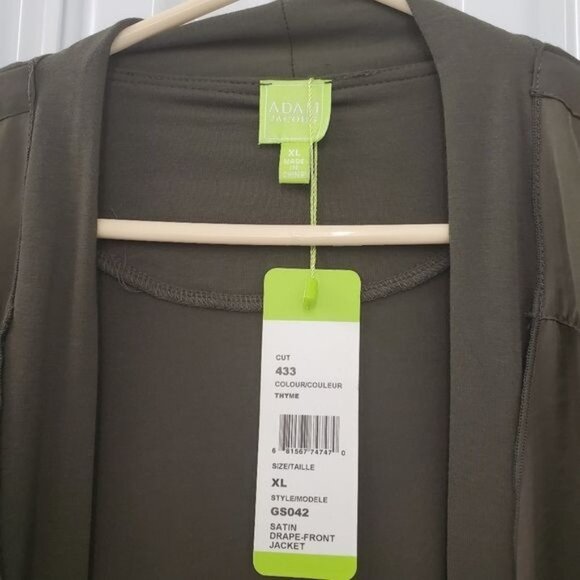 Adam Jacobs Satin Drape Front CoverUp Jacket Top - Picture 7 of 10